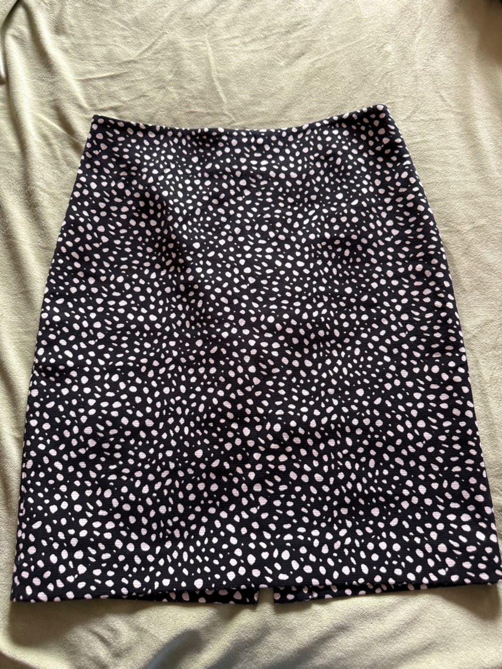 Talbots Navy Blue Pencil Skirt with Off White Spot Print